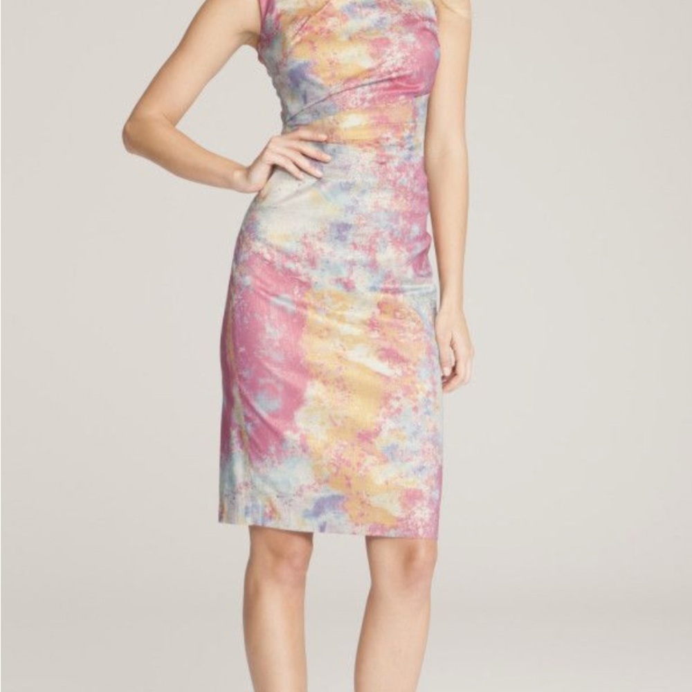 Teri Jon Pink and Blue Midi Dress